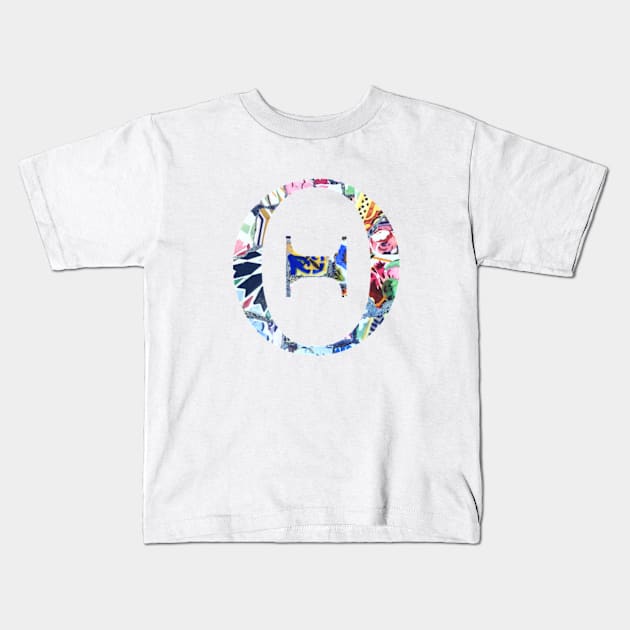 Barcelona Gaudi Mosaic Theta Sorority Letter Kids T-Shirt by aterkaderk